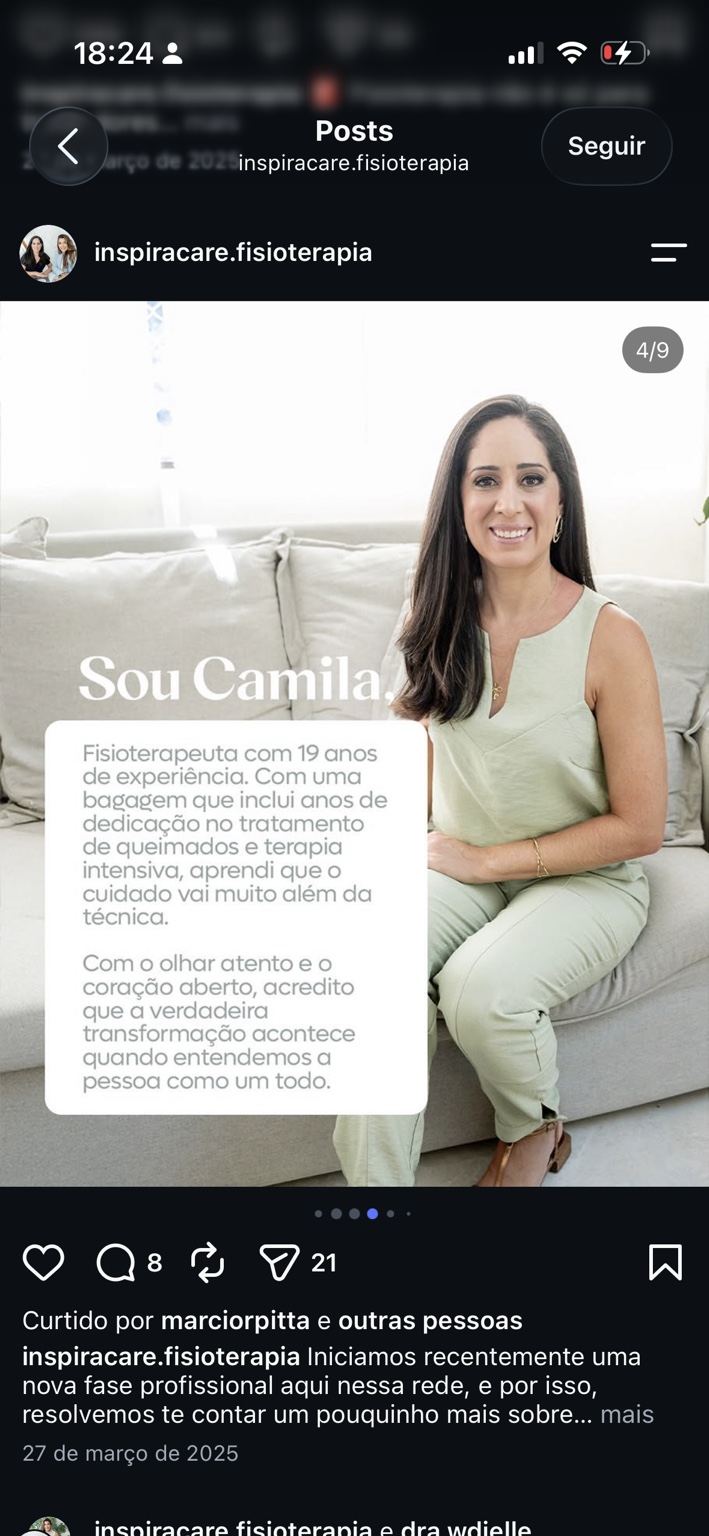 Camila, fisioterapeuta e cofundadora da Inspira Care
