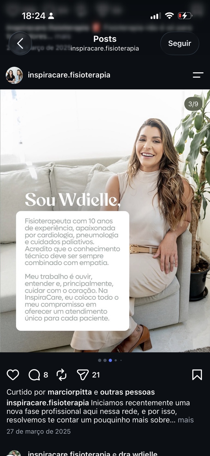 Wdielle, fisioterapeuta e cofundadora da Inspira Care